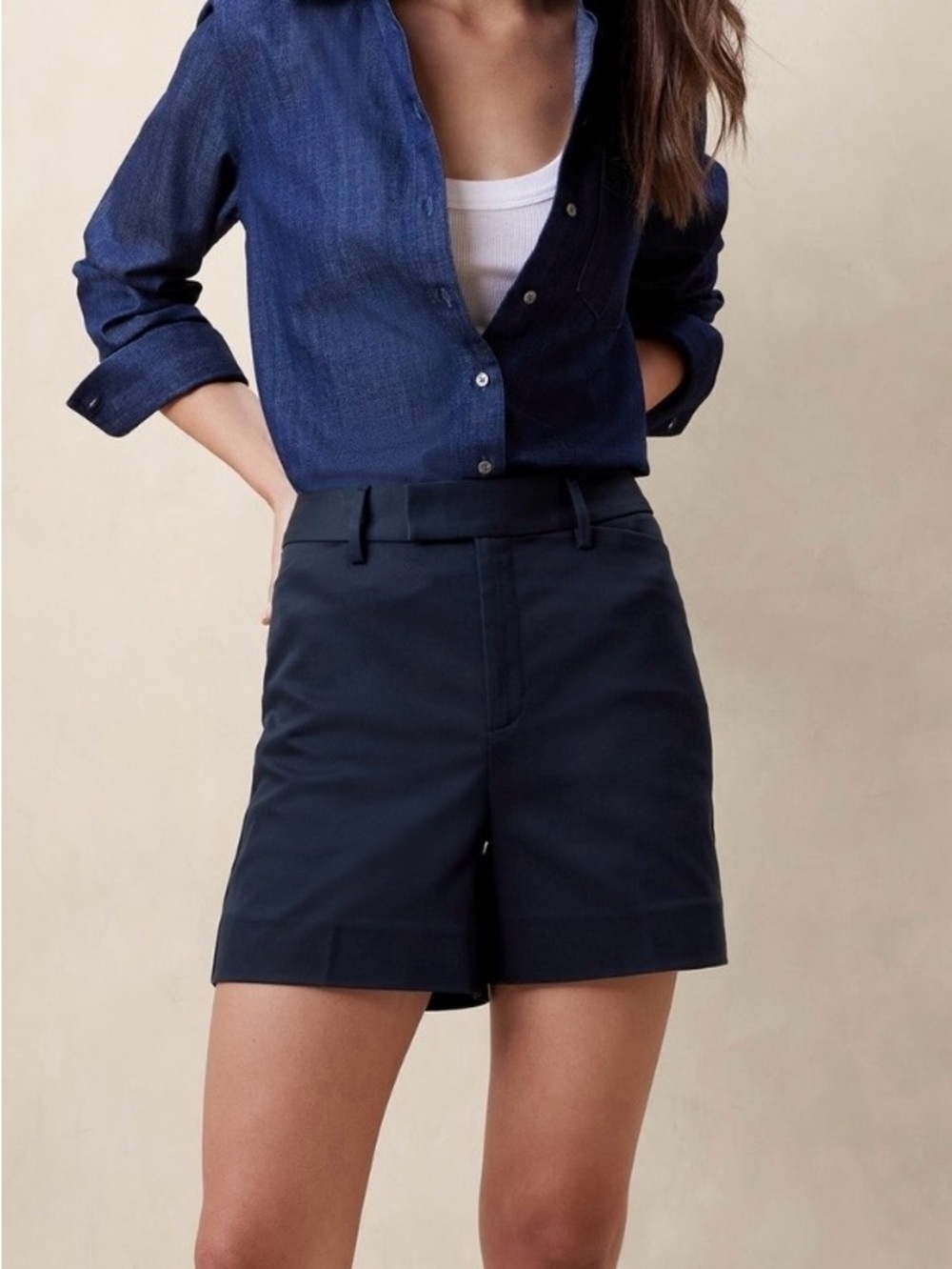 Banana Republic Stretch Cotton Icon Shorts - Navy